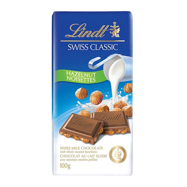 LINDT SWISS MILK CHOCOLATE HAZELNUT 100G