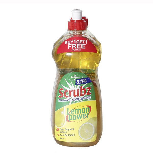 RELIANCE SCRUBZ DISHWASH LEMON 500ML B1G1