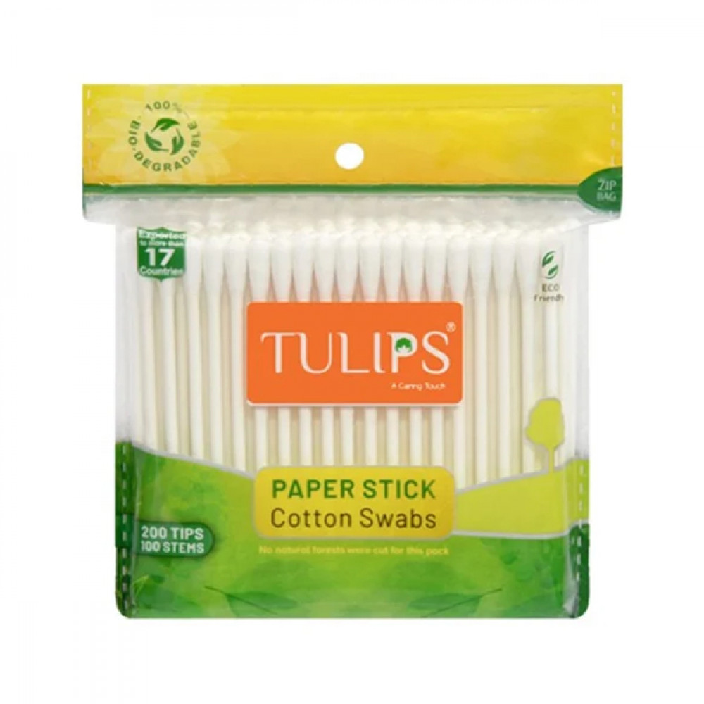 Tulips Cotton Buds Paper Stick Box 100stem