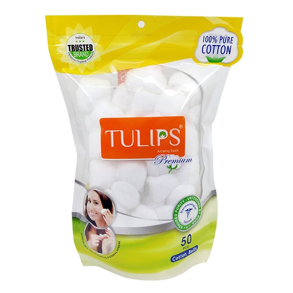 TULIPS WHITE COTTON BALLS 50PC