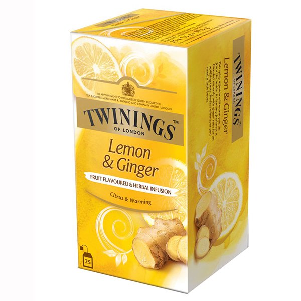 TWININGS LEMON & GINGER TEA BAGS 25N